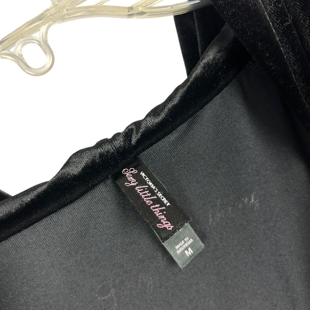 Victoria's Secret Y2K Sexy Little Things Sexy Lace Cut Out Black Velour Hoodie M - Picture 6 of 8